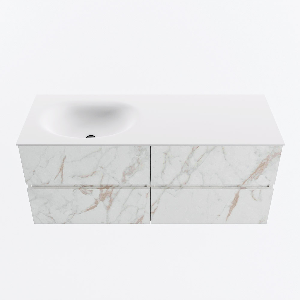 MONDIAZ VICA 120cm mueble de baño Carrara 4 cajones. Lavabo MOON Izquierda 1 orificio, color Talc. 5 MONDIAZ VICA 120cm mueble de baño Carrara 4 cajones. Lavabo MOON Izquierda 1 orificio, color Talc. - Imagen 5