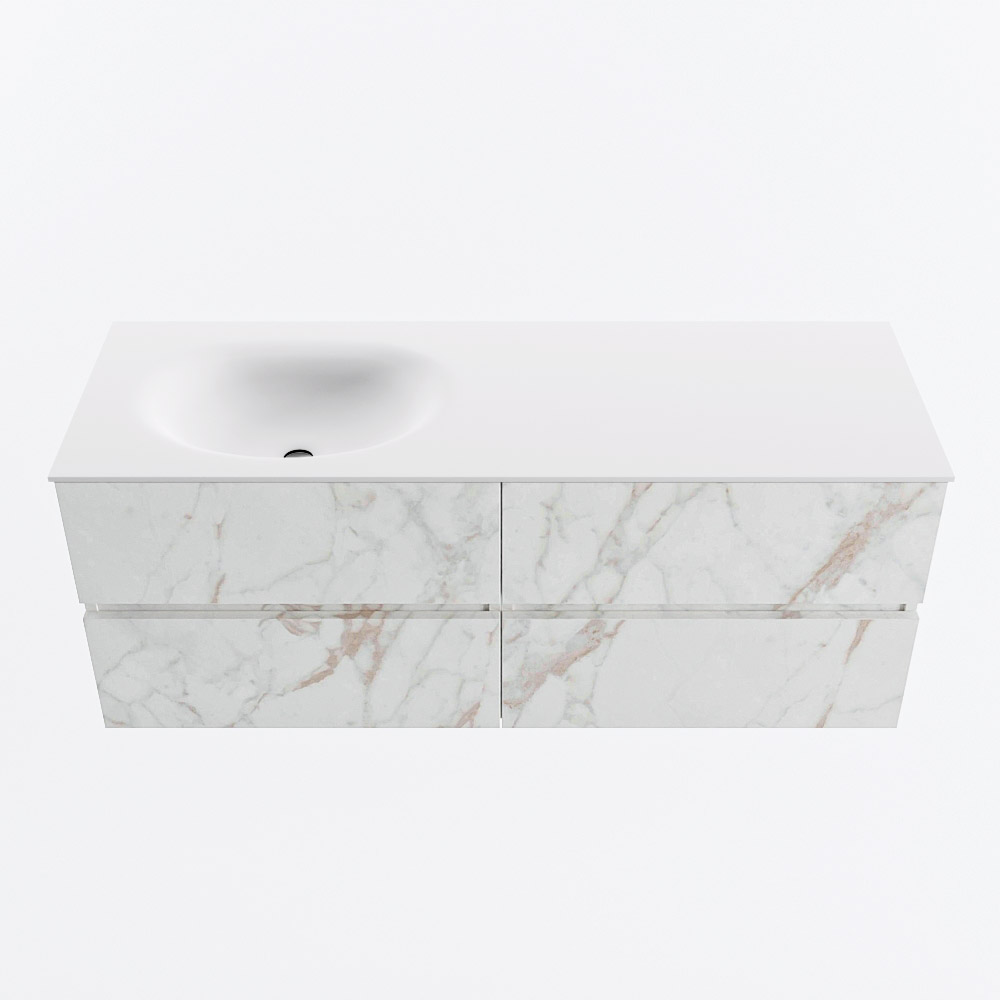 MONDIAZ VICA 130cm mueble de baño Carrara 4 cajones. Lavabo MOON Izquierda 1 orificio, color Talc. 5 MONDIAZ VICA 130cm mueble de baño Carrara 4 cajones. Lavabo MOON Izquierda 1 orificio, color Talc. - Imagen 5