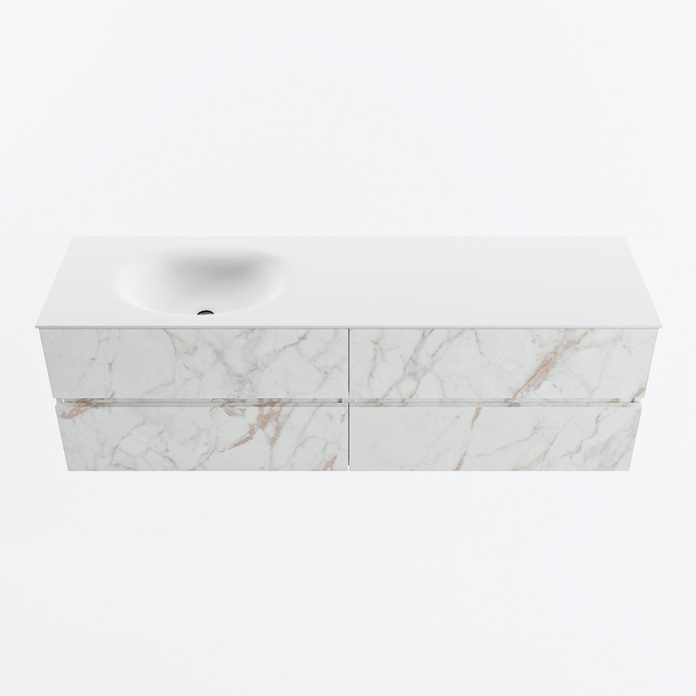 MONDIAZ VICA 160cm mueble de baño Carrara 4 cajones. Lavabo MOON Izquierda 1 orificio, color Talc. 5 MONDIAZ VICA 160cm mueble de baño Carrara 4 cajones. Lavabo MOON Izquierda 1 orificio, color Talc. - Imagen 5
