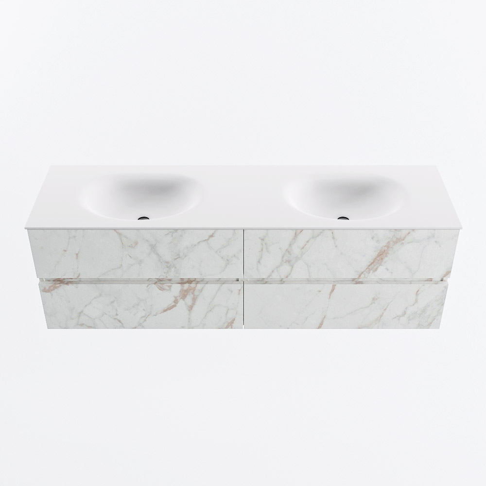 MONDIAZ VICA 160cm mueble de baño Carrara 4 cajones. Lavabo MOON Doble 2 orificios, color Talc. 5 MONDIAZ VICA 160cm mueble de baño Carrara 4 cajones. Lavabo MOON Doble 2 orificios, color Talc. - Imagen 5