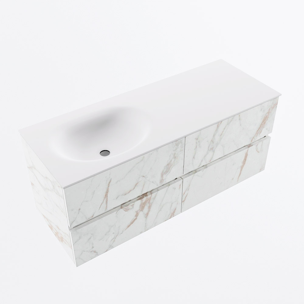 MONDIAZ VICA 120cm mueble de baño Carrara 4 cajones. Lavabo MOON Izquierda 1 orificio, color Talc. 6 MONDIAZ VICA 120cm mueble de baño Carrara 4 cajones. Lavabo MOON Izquierda 1 orificio, color Talc. - Imagen 6