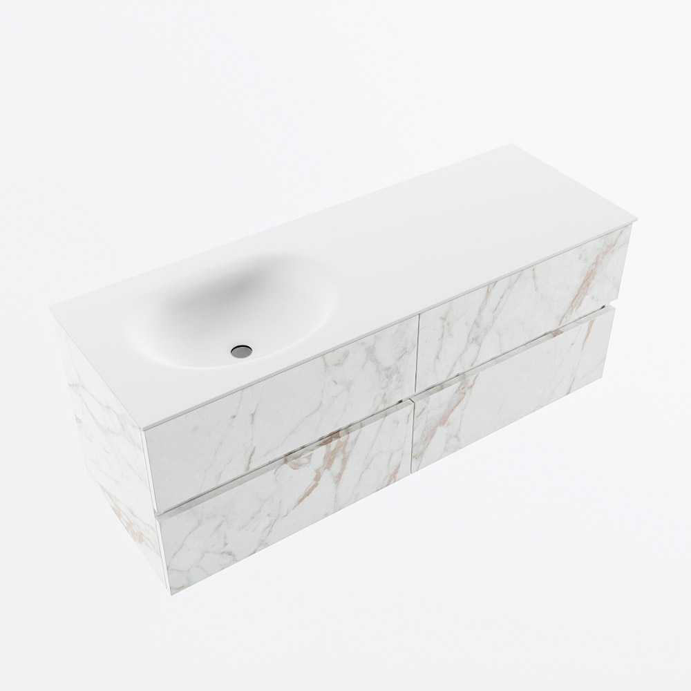 MONDIAZ VICA 130cm mueble de baño Carrara 4 cajones. Lavabo MOON Izquierda 1 orificio, color Talc. 6 MONDIAZ VICA 130cm mueble de baño Carrara 4 cajones. Lavabo MOON Izquierda 1 orificio, color Talc. - Imagen 6