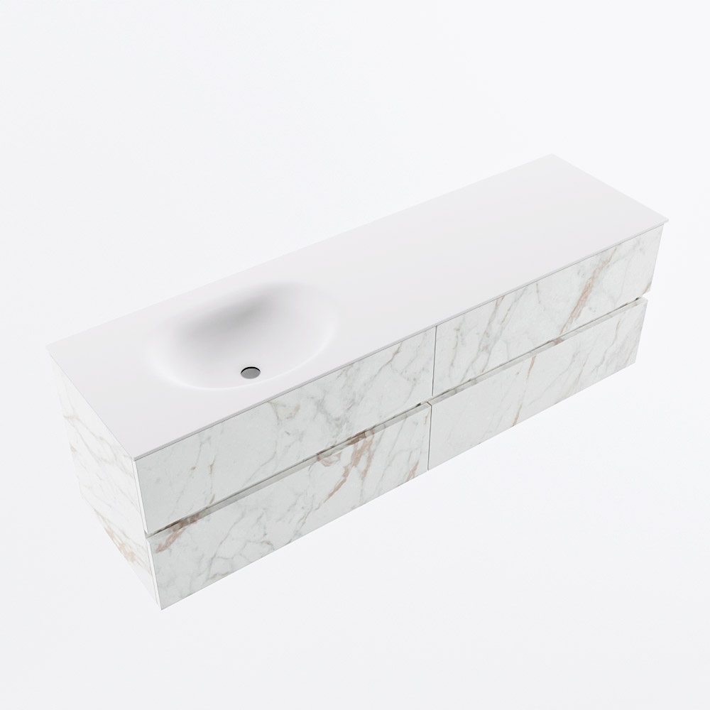 MONDIAZ VICA 160cm mueble de baño Carrara 4 cajones. Lavabo MOON Izquierda 1 orificio, color Talc. 6 MONDIAZ VICA 160cm mueble de baño Carrara 4 cajones. Lavabo MOON Izquierda 1 orificio, color Talc. - Imagen 6
