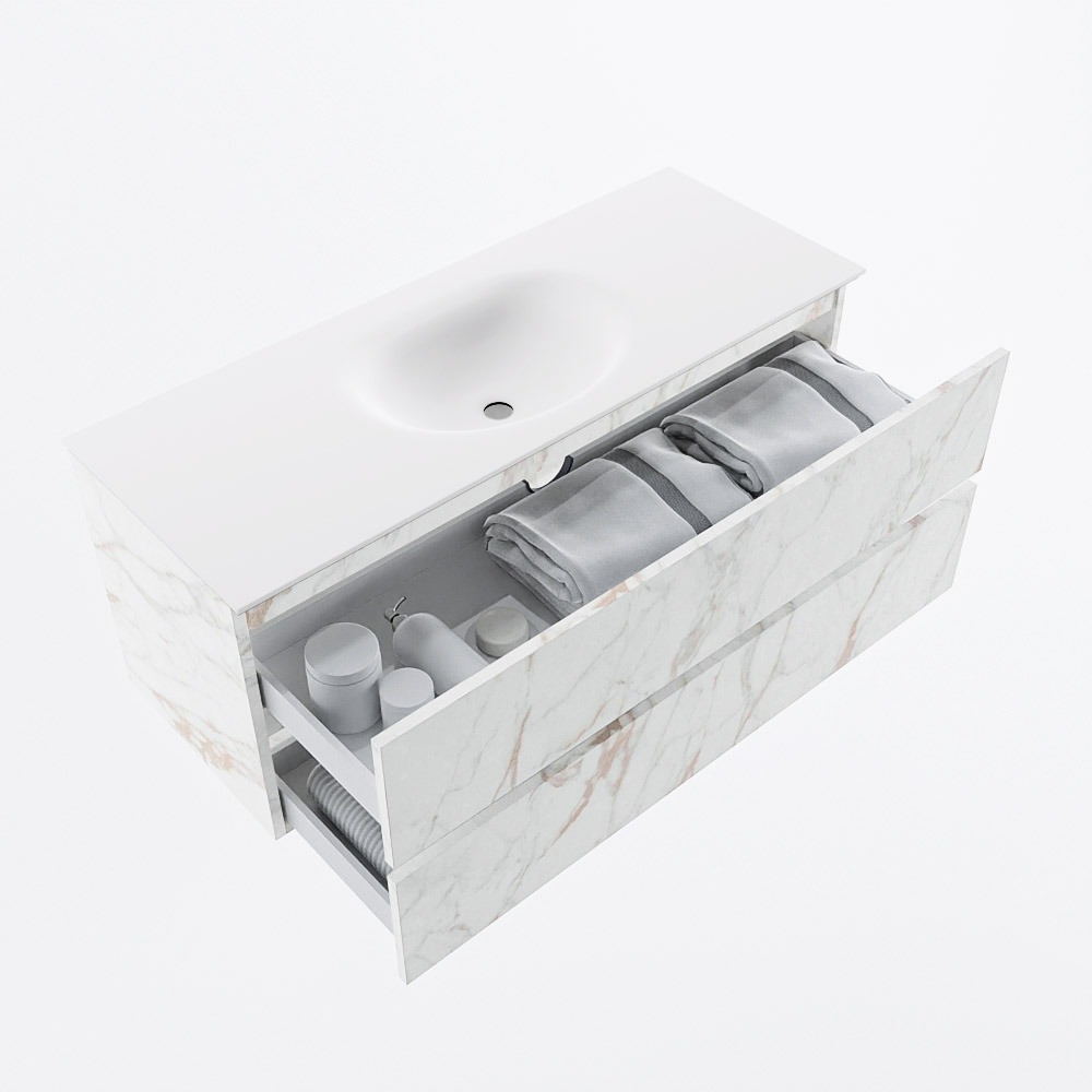 MONDIAZ VICA 120cm mueble de baño Carrara 2 cajones. Lavabo MOON Centro 1 orificio, color Talc. 7 MONDIAZ VICA 120cm mueble de baño Carrara 2 cajones. Lavabo MOON Centro 1 orificio, color Talc. - Imagen 7