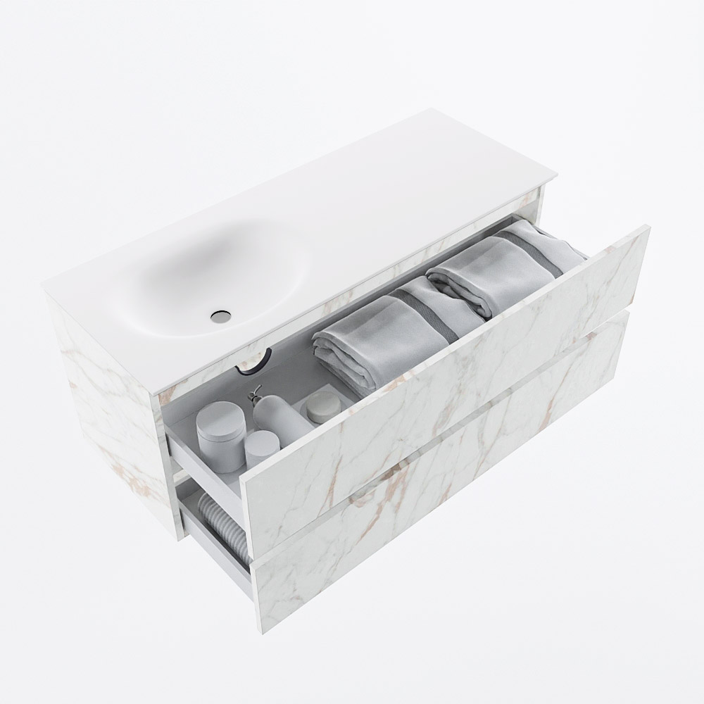 MONDIAZ VICA 120cm mueble de baño Carrara 2 cajones. Lavabo MOON Izquierda 1 orificio, color Talc. 7 MONDIAZ VICA 120cm mueble de baño Carrara 2 cajones. Lavabo MOON Izquierda 1 orificio, color Talc. - Imagen 7
