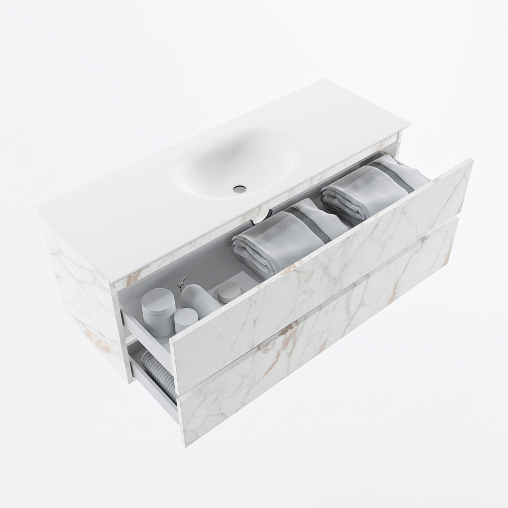 MONDIAZ VICA 130cm mueble de baño Carrara 2 cajones. Lavabo MOON Centro 1 orificio, color Talc. 7 MONDIAZ VICA 130cm mueble de baño Carrara 2 cajones. Lavabo MOON Centro 1 orificio, color Talc. - Imagen 7