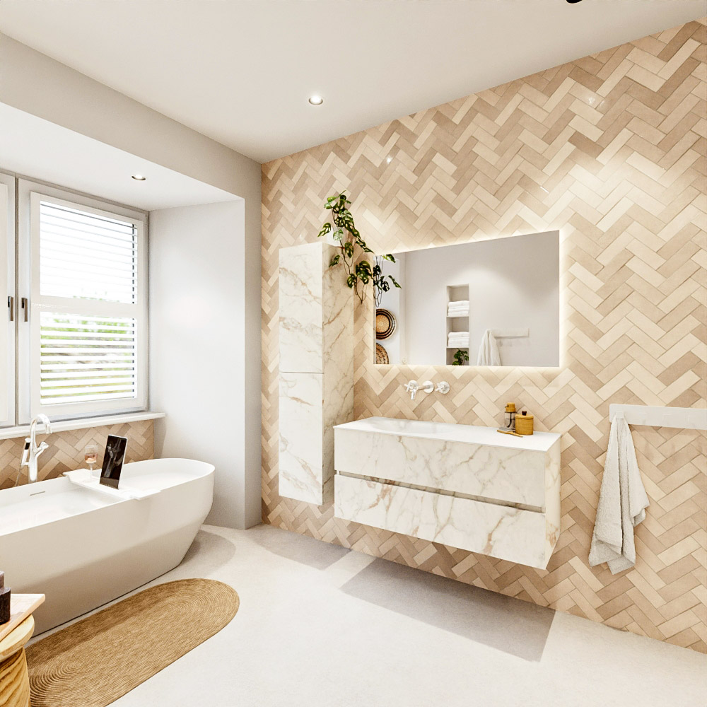 MONDIAZ VICA 110cm mueble de baño Carrara 2 cajones. Lavabo MOON Izquierda sin orificio, color Talc. 4 MONDIAZ VICA 110cm mueble de baño Carrara 2 cajones. Lavabo MOON Izquierda sin orificio, color Talc. - Imagen 4