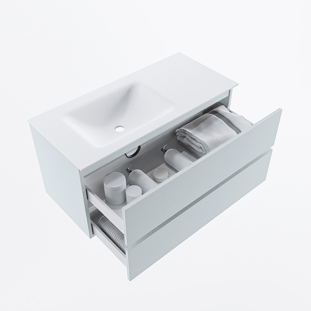 MONDIAZ VICA 100cm mueble de baño Clay 2 cajones. Lavabo CLOUD Izquierda sin orificio, color Talc. 7 MONDIAZ VICA 100cm mueble de baño Clay 2 cajones. Lavabo CLOUD Izquierda sin orificio, color Talc. - Imagen 7