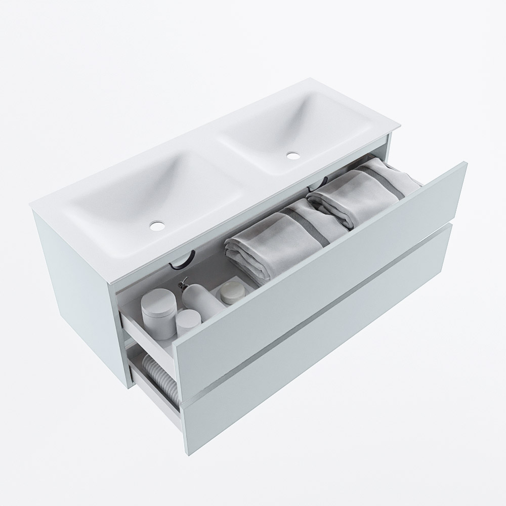 MONDIAZ VICA 120cm mueble de baño Clay 2 cajones. Lavabo CLOUD Doble 2 orificios, color Talc. 7 MONDIAZ VICA 120cm mueble de baño Clay 2 cajones. Lavabo CLOUD Doble 2 orificios, color Talc. - Imagen 7