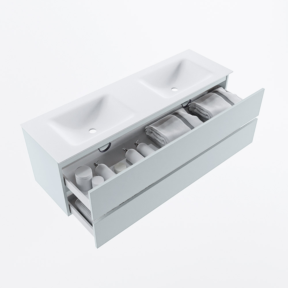 MONDIAZ VICA 150cm mueble de baño Clay 2 cajones. Lavabo CLOUD Doble sin orificio, color Talc. 7 MONDIAZ VICA 150cm mueble de baño Clay 2 cajones. Lavabo CLOUD Doble sin orificio, color Talc. - Imagen 7