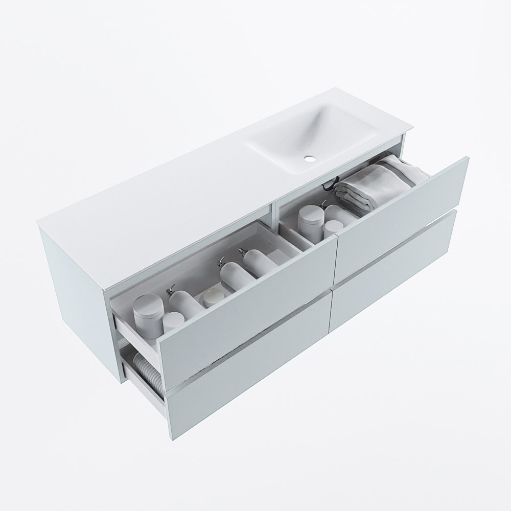 MONDIAZ VICA 150cm mueble de baño Clay 4 cajones. Lavabo CLOUD Derecho sin orificio, color Talc. 7 MONDIAZ VICA 150cm mueble de baño Clay 4 cajones. Lavabo CLOUD Derecho sin orificio, color Talc. - Imagen 7