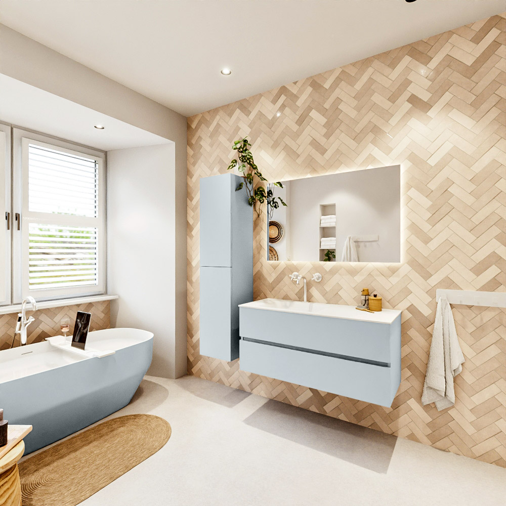 MONDIAZ VICA 110cm mueble de baño Clay 2 cajones. Lavabo CLOUD Izquierda 1 orificio, color Talc. 4 MONDIAZ VICA 110cm mueble de baño Clay 2 cajones. Lavabo CLOUD Izquierda 1 orificio, color Talc. - Imagen 4