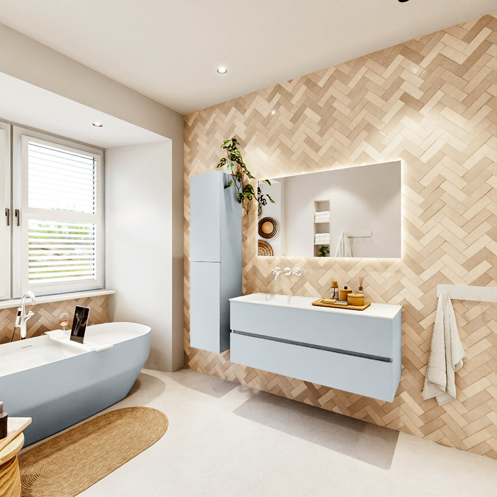 MONDIAZ VICA 120cm mueble de baño Clay 2 cajones. Lavabo CLOUD Izquierda sin orificio, color Talc. 4 MONDIAZ VICA 120cm mueble de baño Clay 2 cajones. Lavabo CLOUD Izquierda sin orificio, color Talc. - Imagen 4