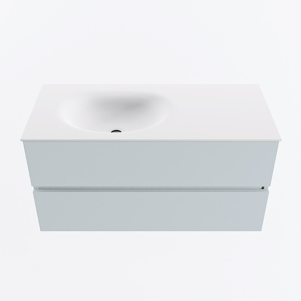 MONDIAZ VICA 100cm mueble de baño Clay 2 cajones. Lavabo MOON Izquierda sin orificio, color Talc. 5 MONDIAZ VICA 100cm mueble de baño Clay 2 cajones. Lavabo MOON Izquierda sin orificio, color Talc. - Imagen 5