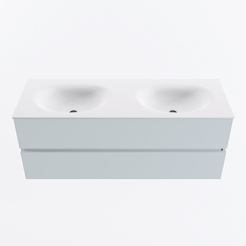 MONDIAZ VICA 130cm mueble de baño Clay 2 cajones. Lavabo MOON Doble sin orificio, color Talc. 5 MONDIAZ VICA 130cm mueble de baño Clay 2 cajones. Lavabo MOON Doble sin orificio, color Talc. - Imagen 5