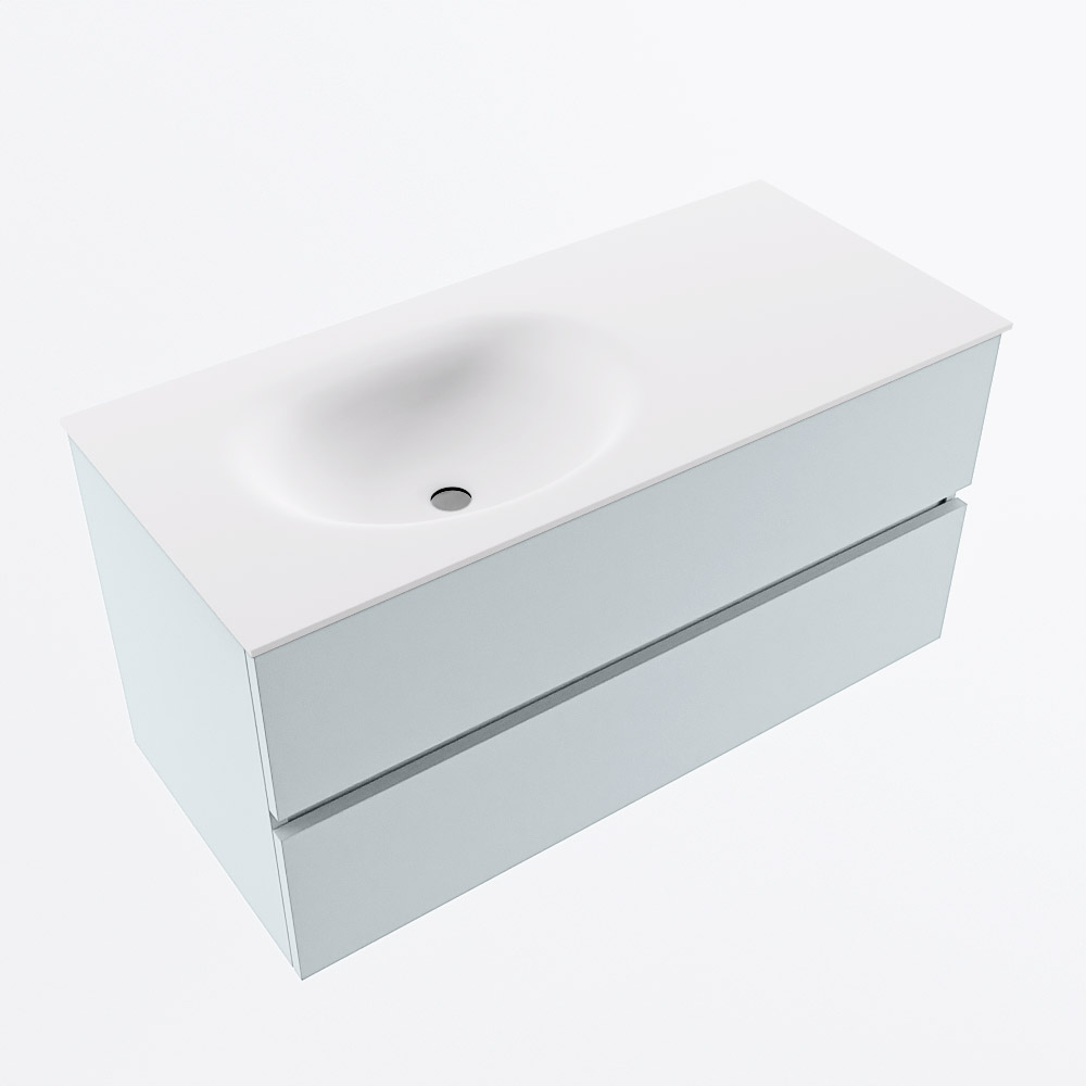 MONDIAZ VICA 100cm mueble de baño Clay 2 cajones. Lavabo MOON Izquierda 1 orificio, color Talc. 6 MONDIAZ VICA 100cm mueble de baño Clay 2 cajones. Lavabo MOON Izquierda 1 orificio, color Talc. - Imagen 6
