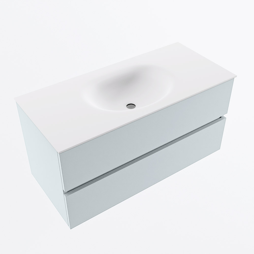 MONDIAZ VICA 100cm mueble de baño Clay 2 cajones. Lavabo MOON Centro sin orificio, color Talc. 6 MONDIAZ VICA 100cm mueble de baño Clay 2 cajones. Lavabo MOON Centro sin orificio, color Talc. - Imagen 6