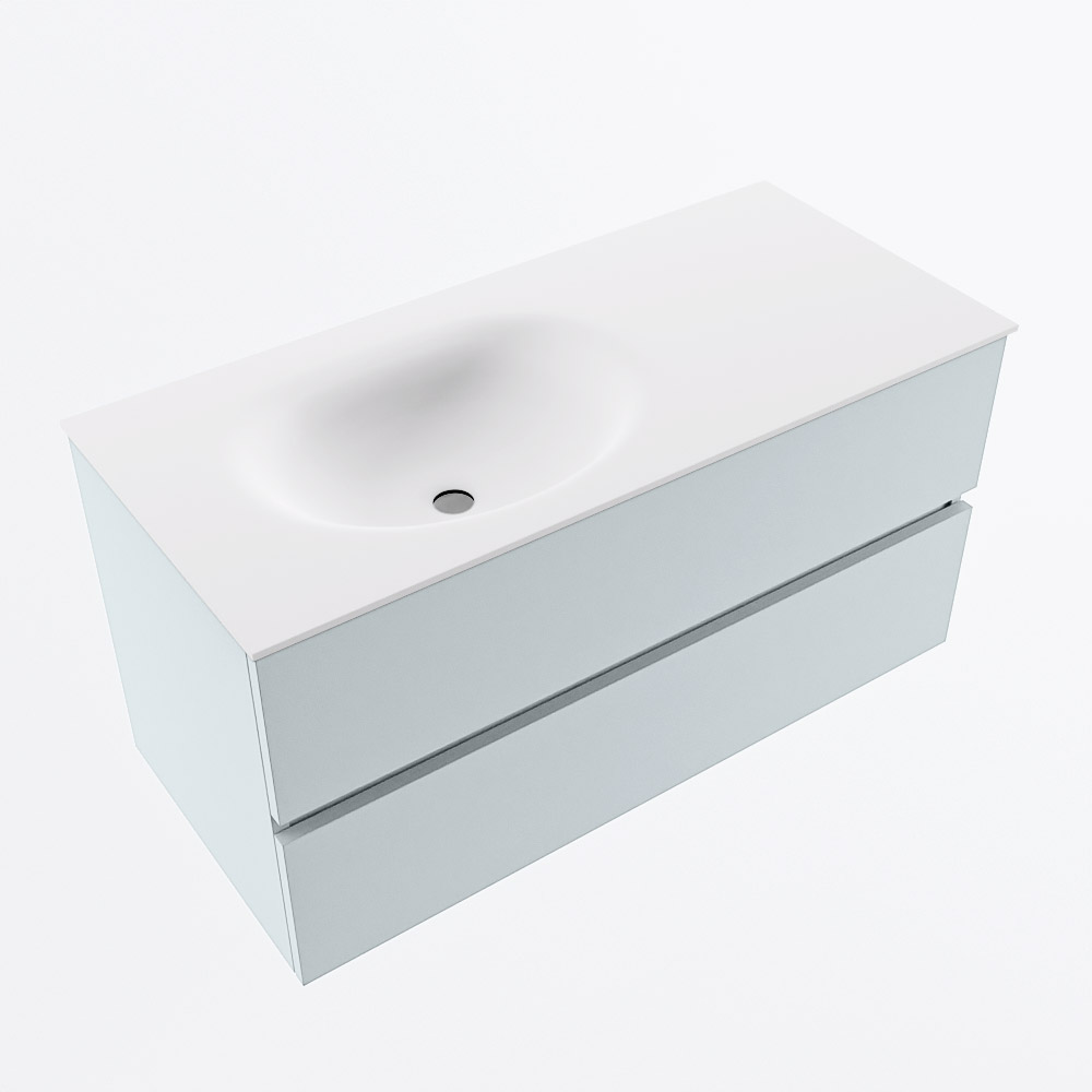 MONDIAZ VICA 100cm mueble de baño Clay 2 cajones. Lavabo MOON Izquierda sin orificio, color Talc. 6 MONDIAZ VICA 100cm mueble de baño Clay 2 cajones. Lavabo MOON Izquierda sin orificio, color Talc. - Imagen 6