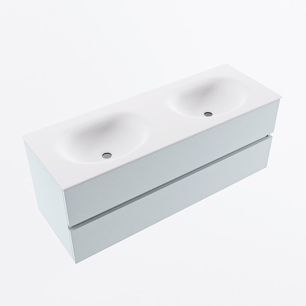 MONDIAZ VICA 130cm mueble de baño Clay 2 cajones. Lavabo MOON Doble sin orificio, color Talc. 6 MONDIAZ VICA 130cm mueble de baño Clay 2 cajones. Lavabo MOON Doble sin orificio, color Talc. - Imagen 6