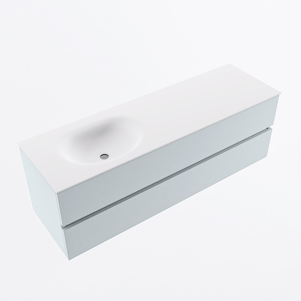 MONDIAZ VICA 150cm mueble de baño Clay 2 cajones. Lavabo MOON Izquierda sin orificio, color Talc. 6 MONDIAZ VICA 150cm mueble de baño Clay 2 cajones. Lavabo MOON Izquierda sin orificio, color Talc. - Imagen 6