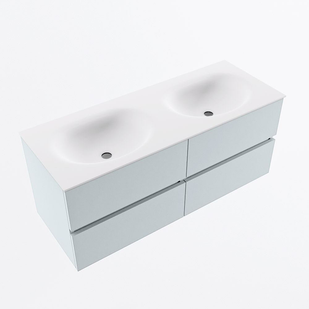 MONDIAZ VICA 120cm mueble de baño Clay 4 cajones. Lavabo MOON Doble sin orificio, color Talc. 6 MONDIAZ VICA 120cm mueble de baño Clay 4 cajones. Lavabo MOON Doble sin orificio, color Talc. - Imagen 6