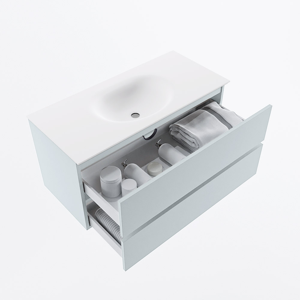 MONDIAZ VICA 100cm mueble de baño Clay 2 cajones. Lavabo MOON Centro sin orificio, color Talc. 7 MONDIAZ VICA 100cm mueble de baño Clay 2 cajones. Lavabo MOON Centro sin orificio, color Talc. - Imagen 7