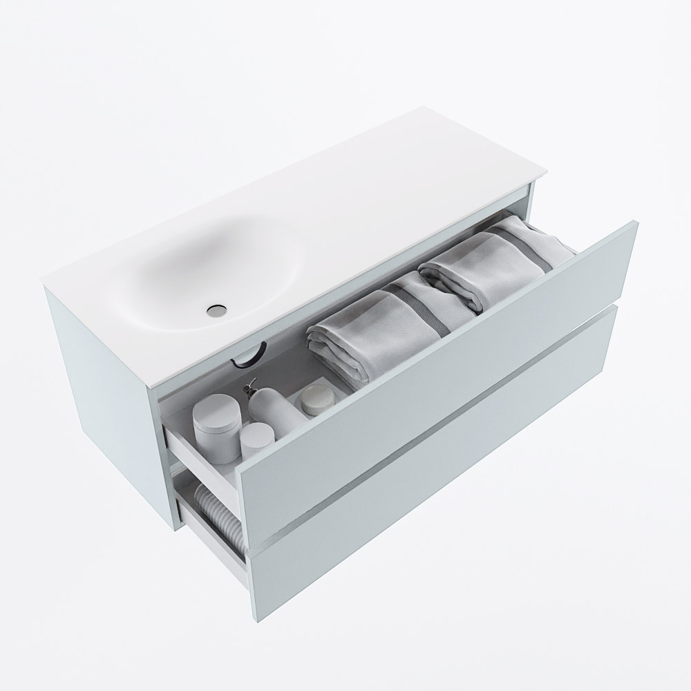 MONDIAZ VICA 120cm mueble de baño Clay 2 cajones. Lavabo MOON Izquierda 1 orificio, color Talc. 7 MONDIAZ VICA 120cm mueble de baño Clay 2 cajones. Lavabo MOON Izquierda 1 orificio, color Talc. - Imagen 7