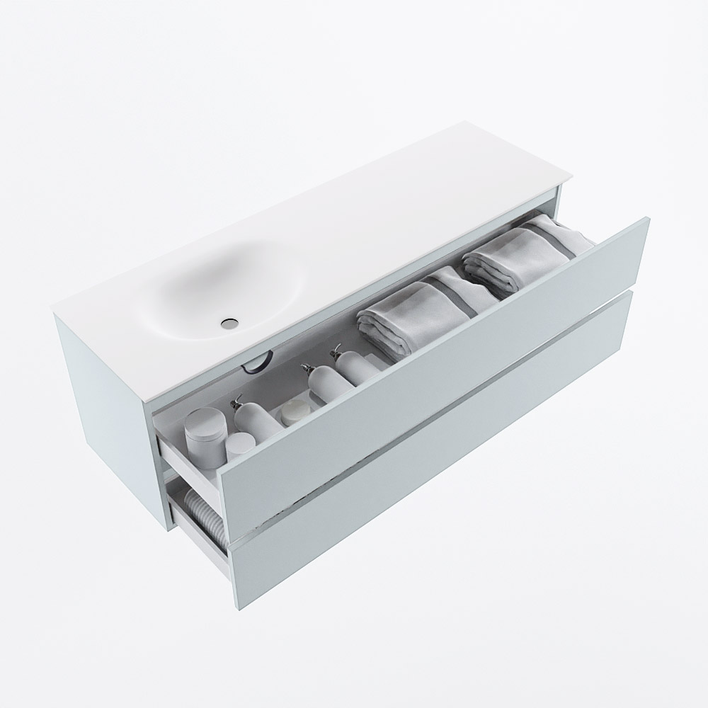 MONDIAZ VICA 150cm mueble de baño Clay 2 cajones. Lavabo MOON Izquierda sin orificio, color Talc. 7 MONDIAZ VICA 150cm mueble de baño Clay 2 cajones. Lavabo MOON Izquierda sin orificio, color Talc. - Imagen 7