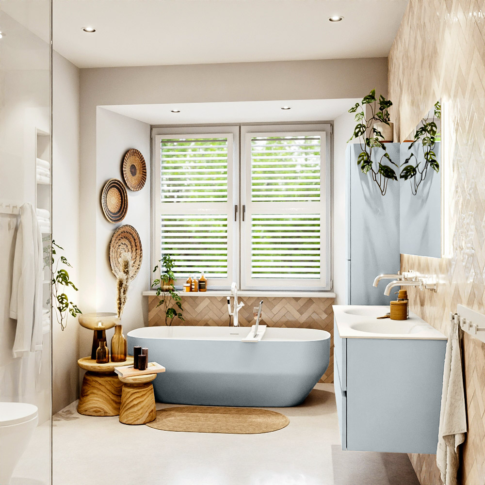 MONDIAZ VICA 130cm mueble de baño Clay 2 cajones. Lavabo MOON Doble sin orificio, color Talc. 3 MONDIAZ VICA 130cm mueble de baño Clay 2 cajones. Lavabo MOON Doble sin orificio, color Talc. - Imagen 3