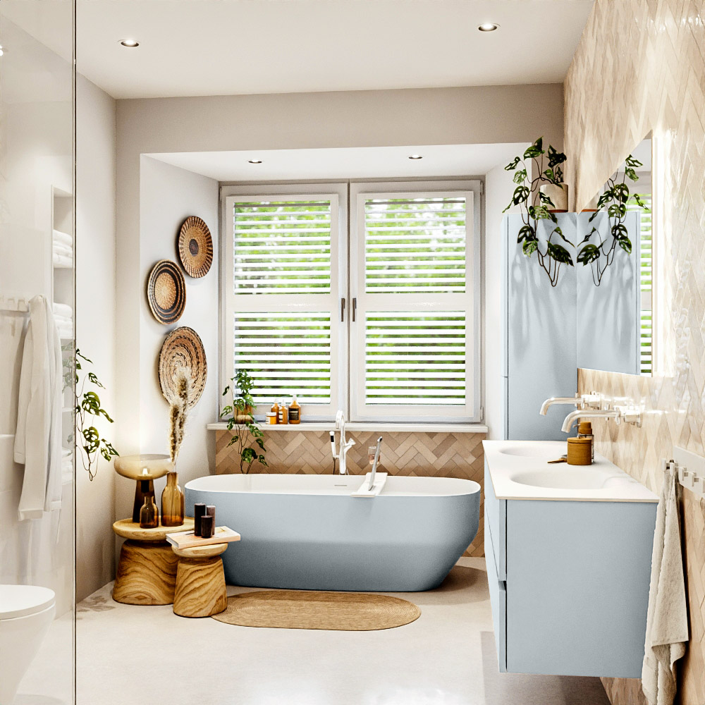 MONDIAZ VICA 160cm mueble de baño Clay 4 cajones. Lavabo MOON Doble sin orificio, color Talc. 3 MONDIAZ VICA 160cm mueble de baño Clay 4 cajones. Lavabo MOON Doble sin orificio, color Talc. - Imagen 3