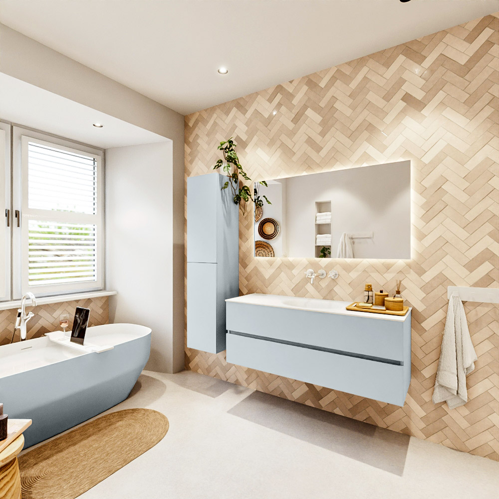 MONDIAZ VICA 130cm mueble de baño Clay 2 cajones. Lavabo MOON Centro sin orificio, color Talc. 4 MONDIAZ VICA 130cm mueble de baño Clay 2 cajones. Lavabo MOON Centro sin orificio, color Talc. - Imagen 4