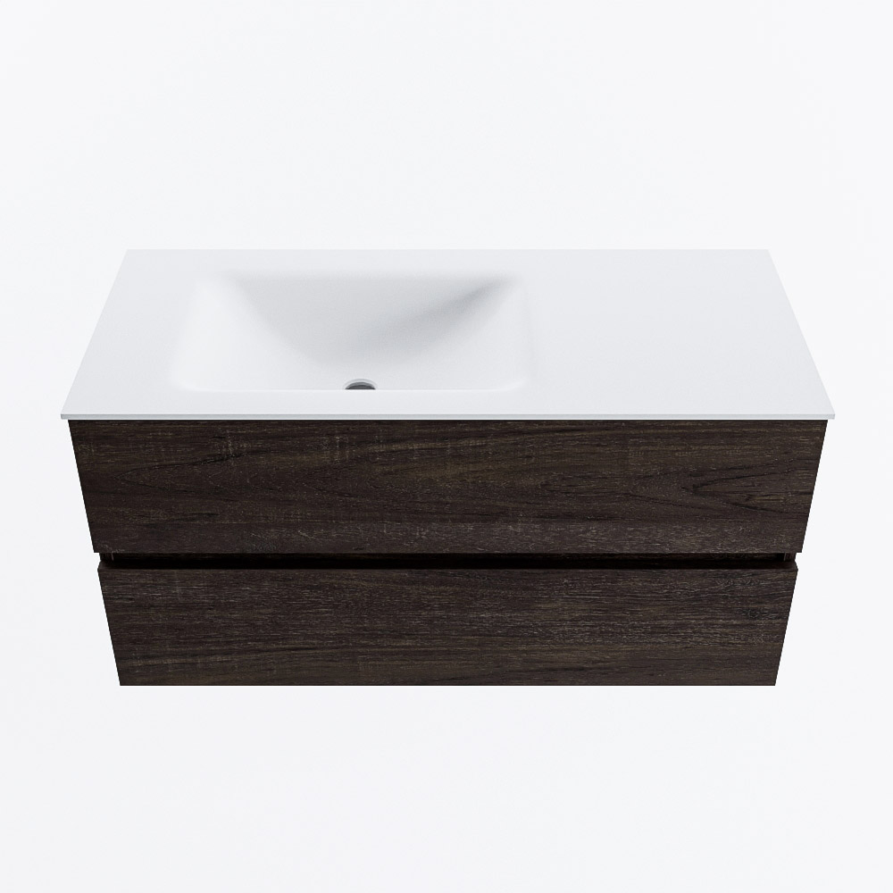 MONDIAZ VICA 100cm mueble de baño Dark Brown 2 cajones. Lavabo CLOUD Izquierda sin orificio, color Talc. 5 MONDIAZ VICA 100cm mueble de baño Dark Brown 2 cajones. Lavabo CLOUD Izquierda sin orificio, color Talc. - Imagen 5