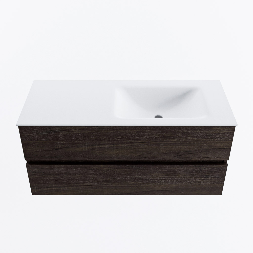 MONDIAZ VICA 110cm mueble de baño Dark Brown 2 cajones. Lavabo CLOUD Derecho sin orificio, color Talc. 5 MONDIAZ VICA 110cm mueble de baño Dark Brown 2 cajones. Lavabo CLOUD Derecho sin orificio, color Talc. - Imagen 5