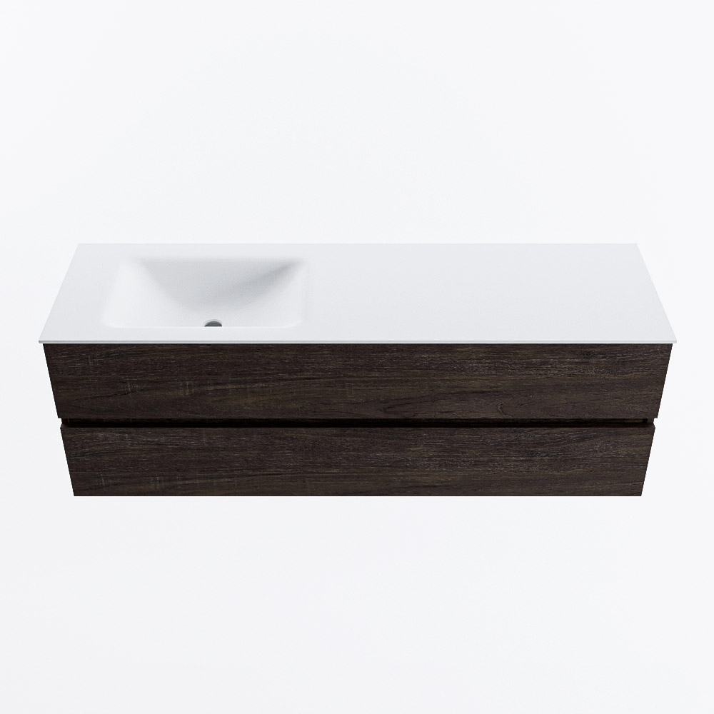 MONDIAZ VICA 150cm mueble de baño Dark Brown 2 cajones. Lavabo CLOUD Izquierda 1 orificio, color Talc. 5 MONDIAZ VICA 150cm mueble de baño Dark Brown 2 cajones. Lavabo CLOUD Izquierda 1 orificio, color Talc. - Imagen 5