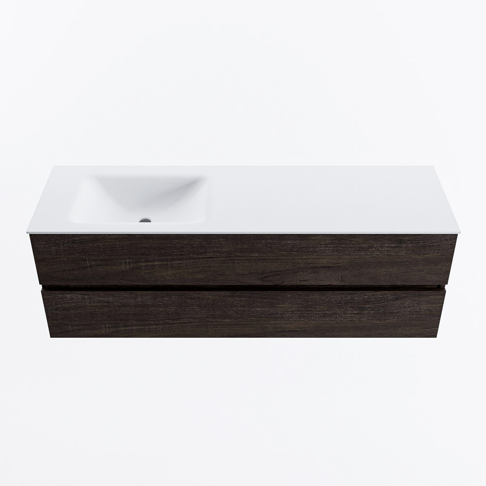 MONDIAZ VICA 150cm mueble de baño Dark Brown 2 cajones. Lavabo CLOUD Izquierda sin orificio, color Talc. 5 MONDIAZ VICA 150cm mueble de baño Dark Brown 2 cajones. Lavabo CLOUD Izquierda sin orificio, color Talc. - Imagen 5