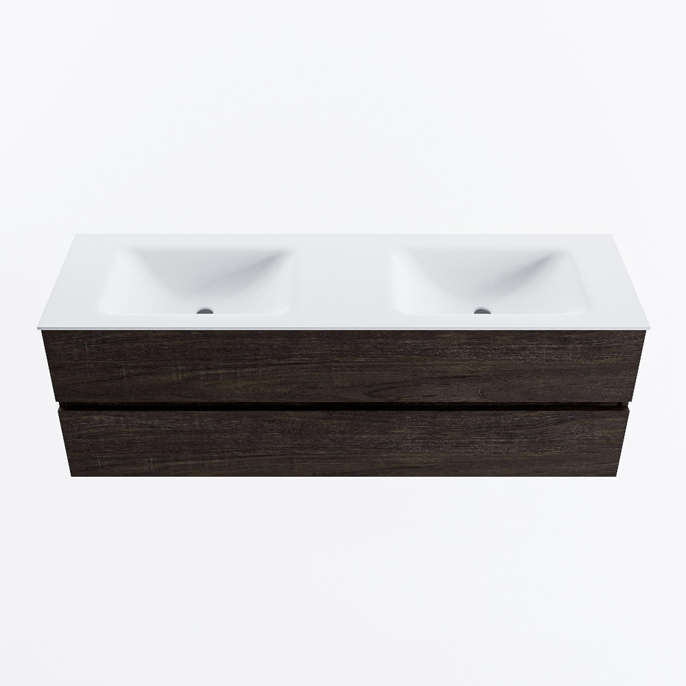 MONDIAZ VICA 150cm mueble de baño Dark Brown 2 cajones. Lavabo CLOUD Doble sin orificio, color Talc. 5 MONDIAZ VICA 150cm mueble de baño Dark Brown 2 cajones. Lavabo CLOUD Doble sin orificio, color Talc. - Imagen 5