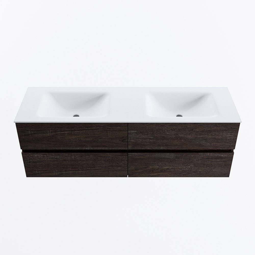 MONDIAZ VICA 150cm mueble de baño Dark Brown 4 cajones. Lavabo CLOUD Doble 2 orificios, color Talc. 5 MONDIAZ VICA 150cm mueble de baño Dark Brown 4 cajones. Lavabo CLOUD Doble 2 orificios, color Talc. - Imagen 5