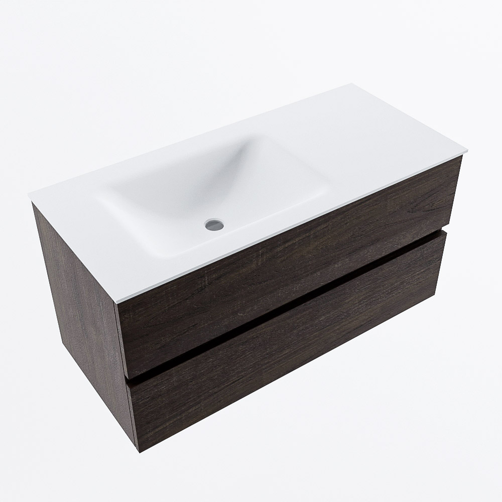 MONDIAZ VICA 100cm mueble de baño Dark Brown 2 cajones. Lavabo CLOUD Izquierda sin orificio, color Talc. 6 MONDIAZ VICA 100cm mueble de baño Dark Brown 2 cajones. Lavabo CLOUD Izquierda sin orificio, color Talc. - Imagen 6