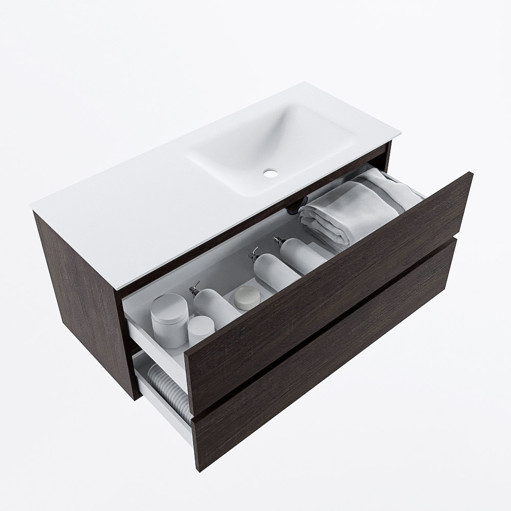 MONDIAZ VICA 110cm mueble de baño Dark Brown 2 cajones. Lavabo CLOUD Derecho sin orificio, color Talc. 7 MONDIAZ VICA 110cm mueble de baño Dark Brown 2 cajones. Lavabo CLOUD Derecho sin orificio, color Talc. - Imagen 7