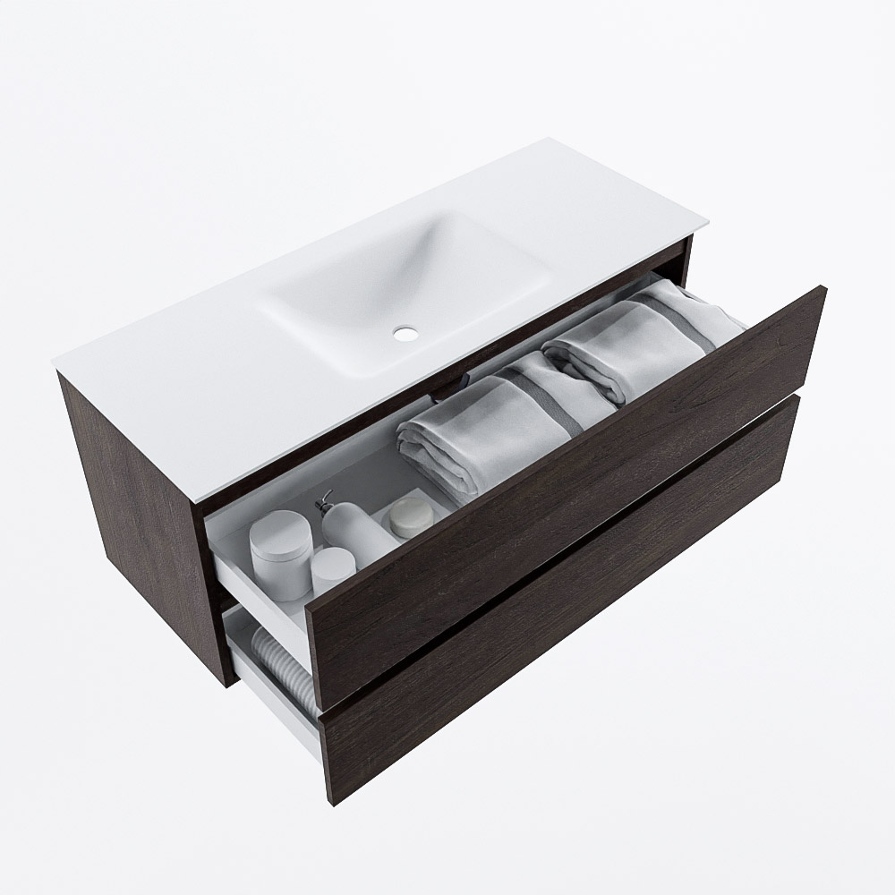 MONDIAZ VICA 120cm mueble de baño Dark Brown 2 cajones. Lavabo CLOUD Centro 1 orificio, color Talc. 7 MONDIAZ VICA 120cm mueble de baño Dark Brown 2 cajones. Lavabo CLOUD Centro 1 orificio, color Talc. - Imagen 7