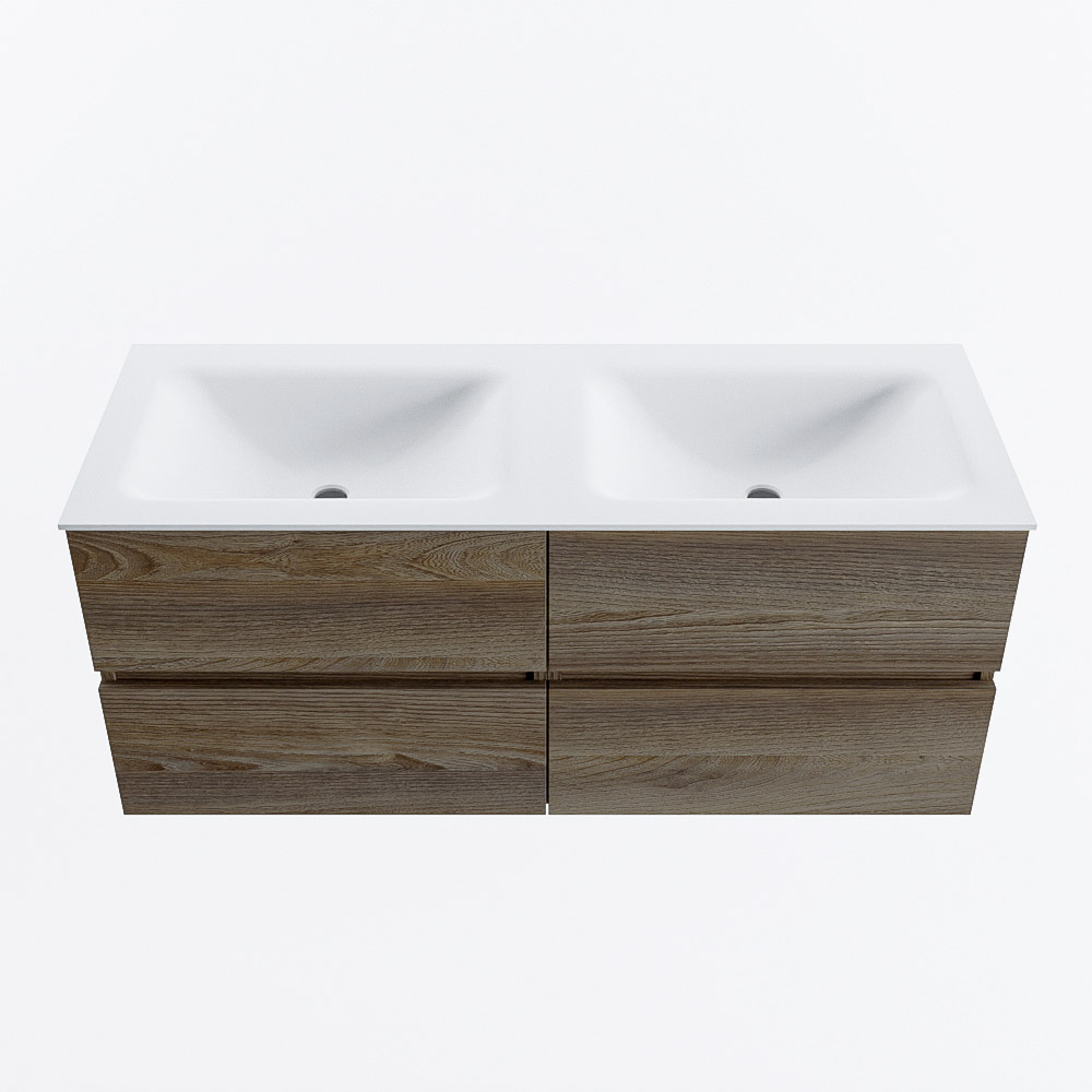 MONDIAZ VICA 120cm mueble de baño Dark Brown Grey 4 cajones. Lavabo CLOUD Doble sin orificio, color Talc. 5 MONDIAZ VICA 120cm mueble de baño Dark Brown Grey 4 cajones. Lavabo CLOUD Doble sin orificio, color Talc. - Imagen 5