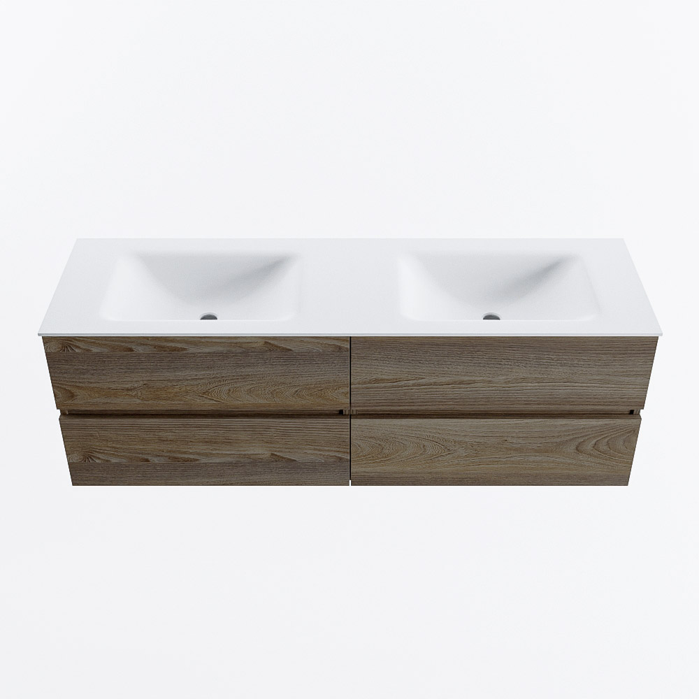 MONDIAZ VICA 150cm mueble de baño Dark Brown Grey 4 cajones. Lavabo CLOUD Doble 2 orificios, color Talc. 5 MONDIAZ VICA 150cm mueble de baño Dark Brown Grey 4 cajones. Lavabo CLOUD Doble 2 orificios, color Talc. - Imagen 5