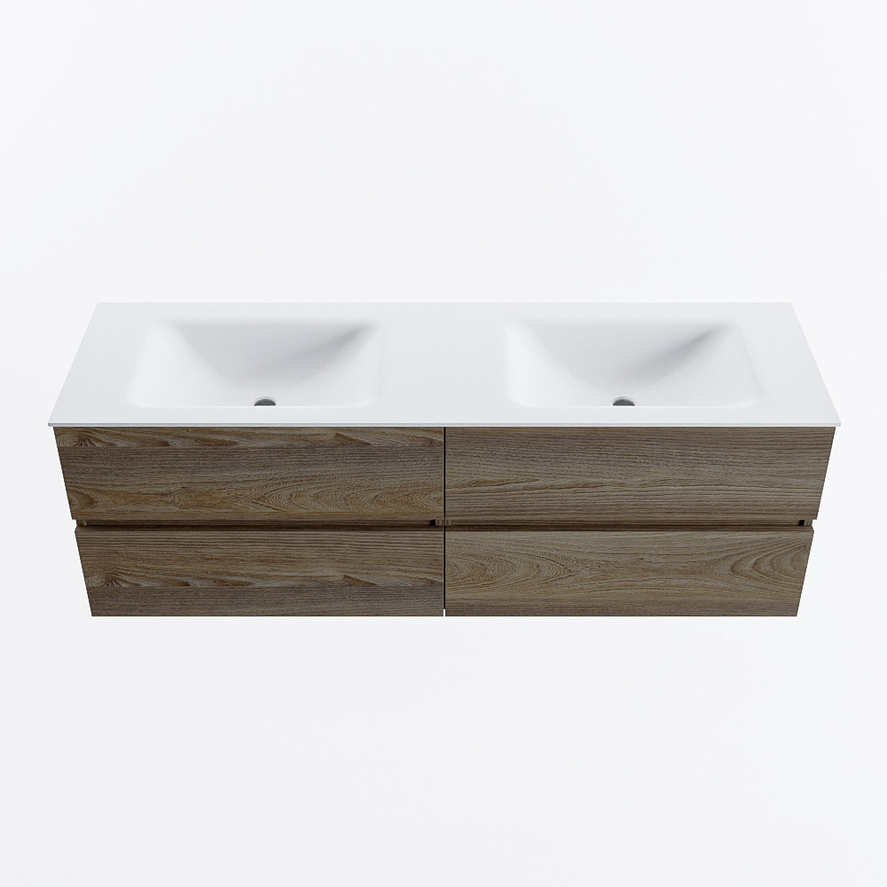 MONDIAZ VICA 150cm mueble de baño Dark Brown Grey 4 cajones. Lavabo CLOUD Doble sin orificio, color Talc. 5 MONDIAZ VICA 150cm mueble de baño Dark Brown Grey 4 cajones. Lavabo CLOUD Doble sin orificio, color Talc. - Imagen 5