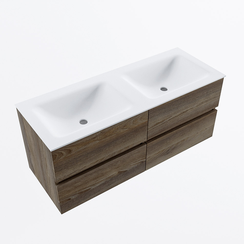 MONDIAZ VICA 120cm mueble de baño Dark Brown Grey 4 cajones. Lavabo CLOUD Doble sin orificio, color Talc. 6 MONDIAZ VICA 120cm mueble de baño Dark Brown Grey 4 cajones. Lavabo CLOUD Doble sin orificio, color Talc. - Imagen 6