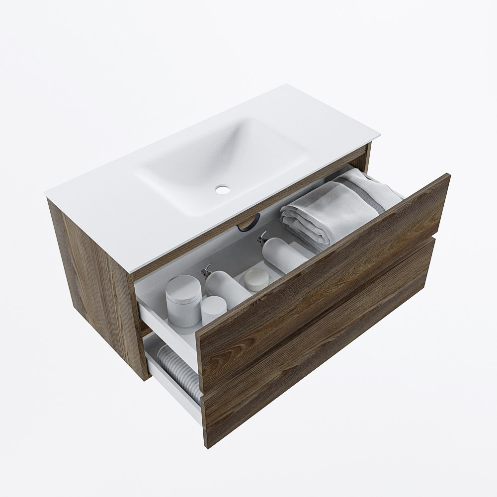 MONDIAZ VICA 100cm mueble de baño Dark Brown Grey 2 cajones. Lavabo CLOUD Centro 1 orificio, color Talc. 7 MONDIAZ VICA 100cm mueble de baño Dark Brown Grey 2 cajones. Lavabo CLOUD Centro 1 orificio, color Talc. - Imagen 7