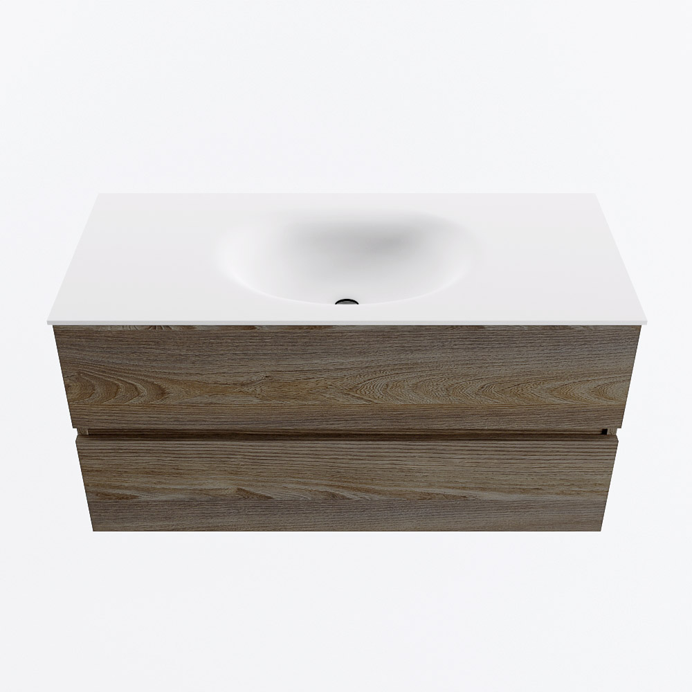 MONDIAZ VICA 100cm mueble de baño Dark Brown Grey 2 cajones. Lavabo MOON Centro 1 orificio, color Talc. 5 MONDIAZ VICA 100cm mueble de baño Dark Brown Grey 2 cajones. Lavabo MOON Centro 1 orificio, color Talc. - Imagen 5