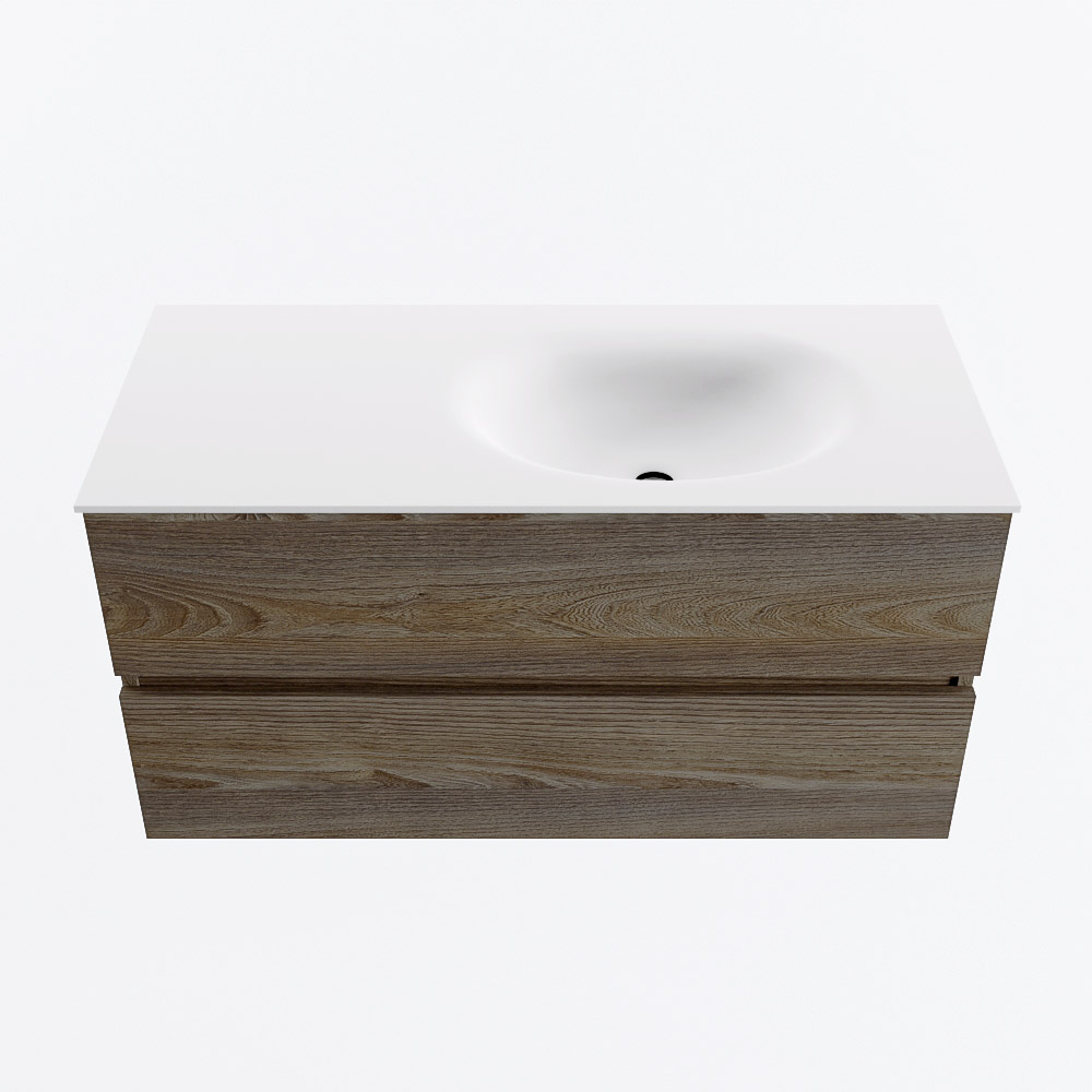 MONDIAZ VICA 100cm mueble de baño Dark Brown Grey 2 cajones. Lavabo MOON Derecho 1 orificio, color Talc. 5 MONDIAZ VICA 100cm mueble de baño Dark Brown Grey 2 cajones. Lavabo MOON Derecho 1 orificio, color Talc. - Imagen 5