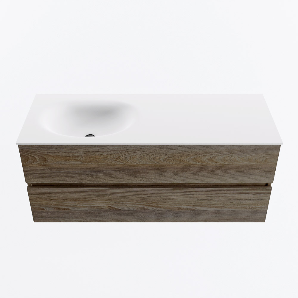 MONDIAZ VICA 120cm mueble de baño Dark Brown Grey 2 cajones. Lavabo MOON Izquierda sin orificio, color Talc. 5 MONDIAZ VICA 120cm mueble de baño Dark Brown Grey 2 cajones. Lavabo MOON Izquierda sin orificio, color Talc. - Imagen 5