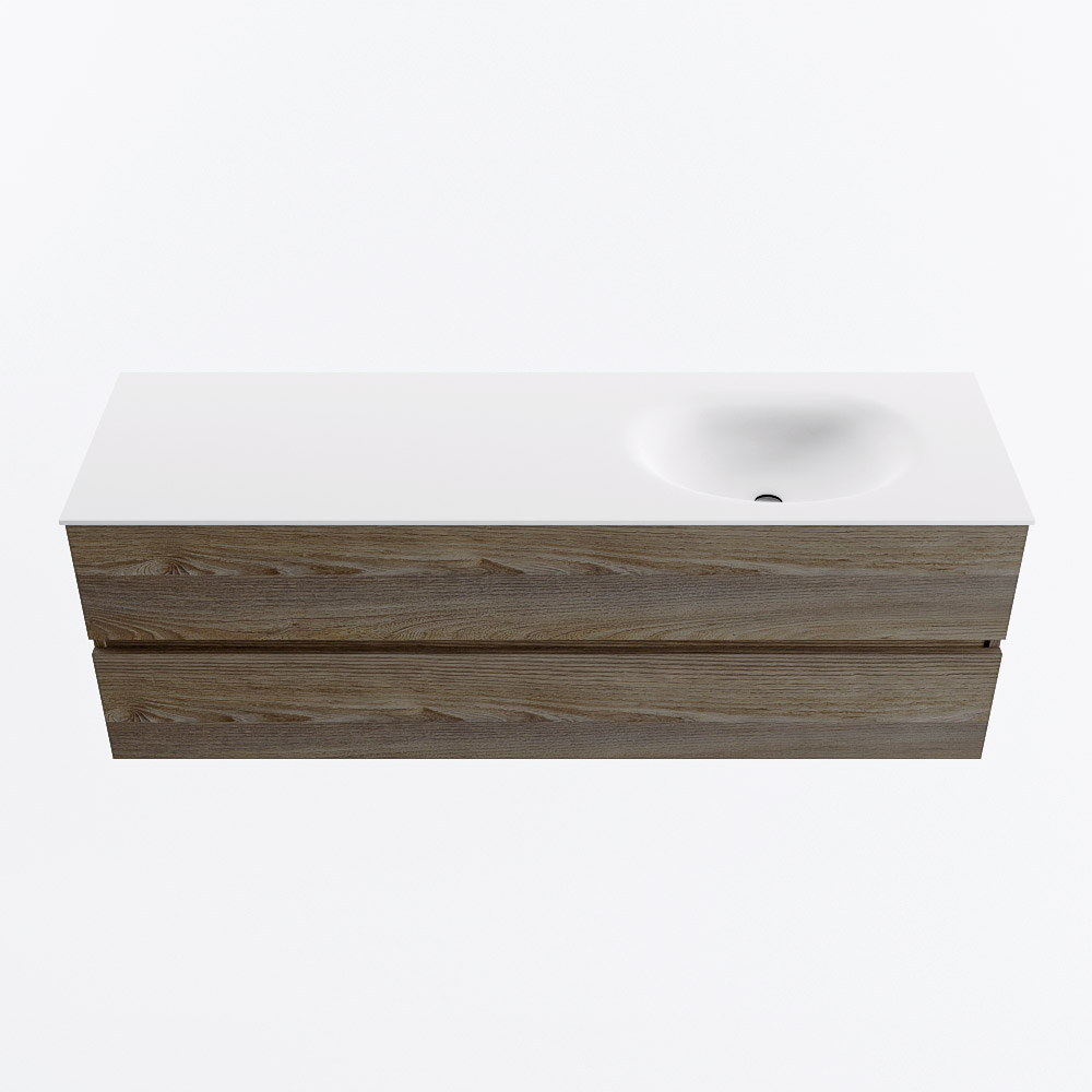 MONDIAZ VICA 150cm mueble de baño Dark Brown Grey 2 cajones. Lavabo MOON Derecho 1 orificio, color Talc. 5 MONDIAZ VICA 150cm mueble de baño Dark Brown Grey 2 cajones. Lavabo MOON Derecho 1 orificio, color Talc. - Imagen 5