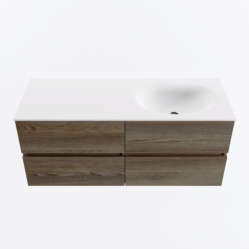 MONDIAZ VICA 120cm mueble de baño Dark Brown Grey 4 cajones. Lavabo MOON Derecho sin orificio, color Talc. 5 MONDIAZ VICA 120cm mueble de baño Dark Brown Grey 4 cajones. Lavabo MOON Derecho sin orificio, color Talc. - Imagen 5